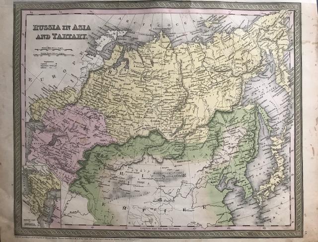 Russian Asia, Siberia and Central Asia. 1850 by Thomas.: Title: Russian Asia, Siberia and Central Asia. 1850 by Thomas. Date/Period: c1850 Materials: Steel engraved Size: 16 1/2 x 13 1/2 inches. c1850 by Thomas, Cowperthwait & Co. From 'A New Universal Atla