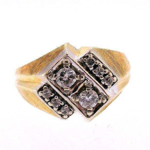 14k Yellow Gold Diamond Men Ring (1 of 6)