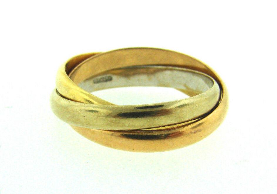 18K 750 TRINITY THREE TONE GOLD RING STAMPED STYLISH (1 of 8)