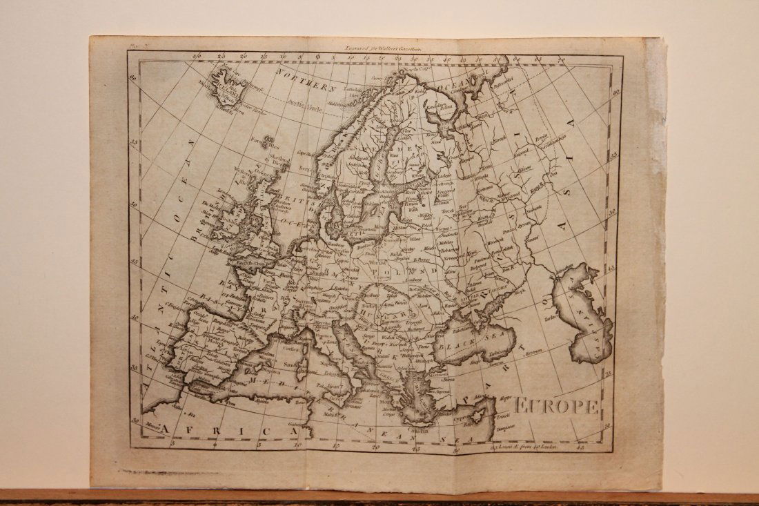 1801 Map of Europe: Author: Walker Title: 1801 Map of Europe Medium: Ink on Paper Dimensions: 10.5"X8" Map of Europe dated 1801. Part of the 3rd edition of the Universal Gazetteer. Published by John Walker in London. Rev