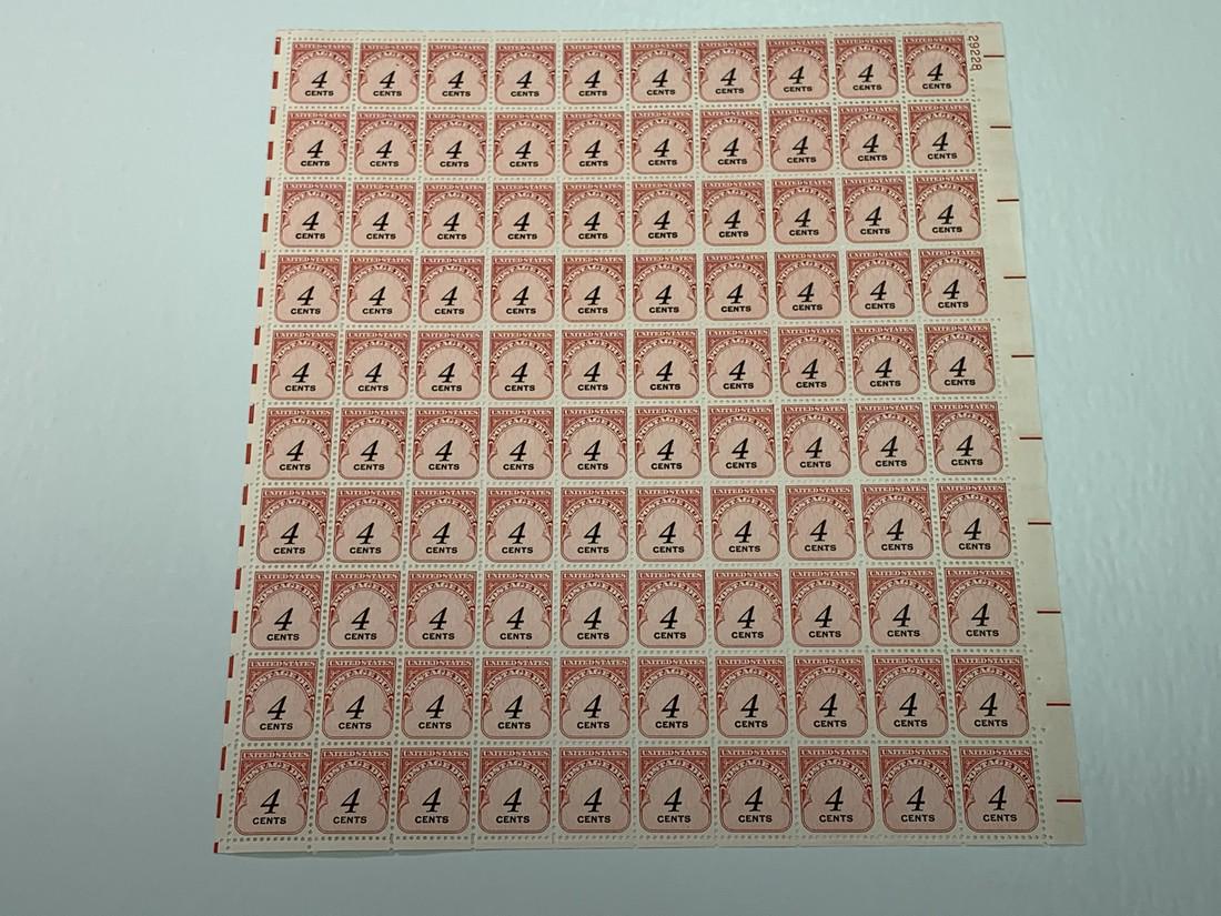 Scott No. J92 1 each MNH Stamp Mint Sheet (1 of 2)