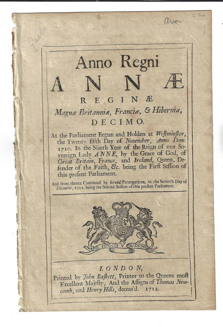 1712 English Act Queen Anne Arson (1 of 2)