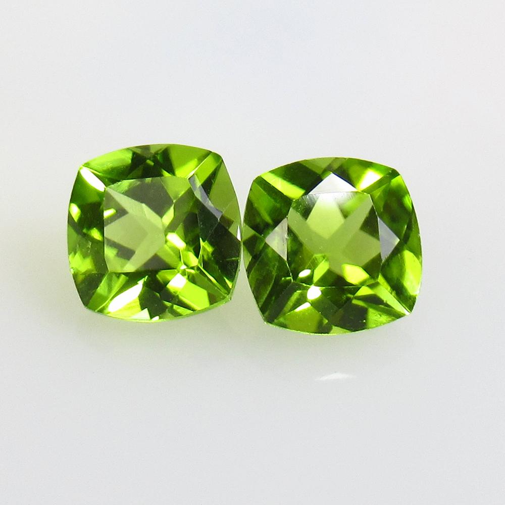 3.41 Ct Natural Pakistan Peridot Cushion Pair (1 of 2)