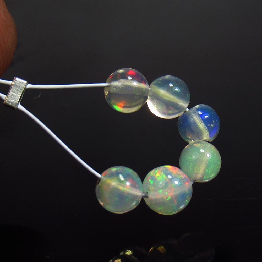 1.91 Ct Natural 6 Drilled Multi-Color Opal Ball Beads (1 of 2)
