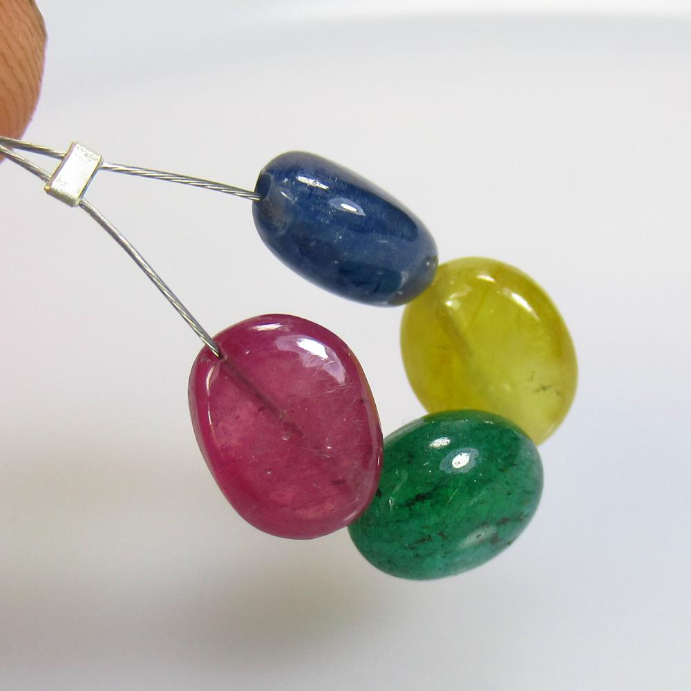 12.86 Ct Natural 4 Ruby Emerald Sapphire Beads (1 of 2)