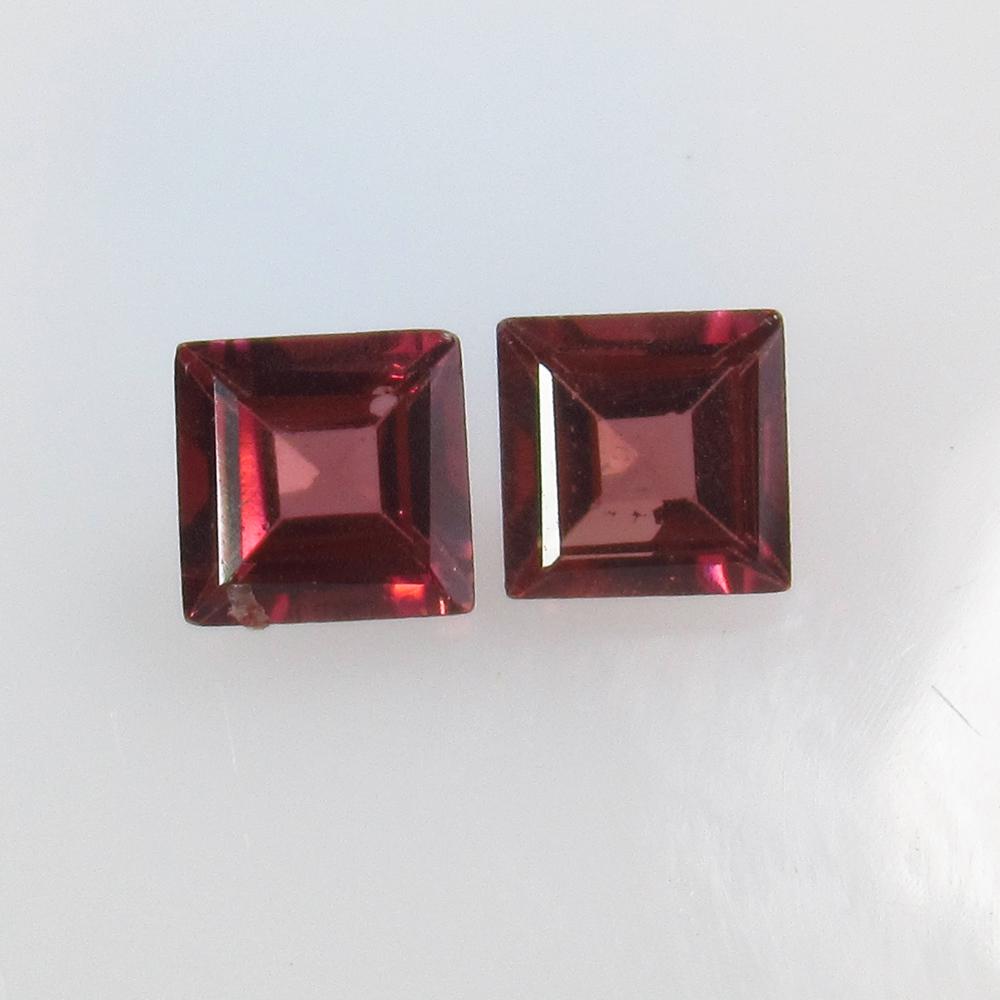 1.54 Ctw Natural Pink Rhodolite Garnet Square Pair (1 of 2)
