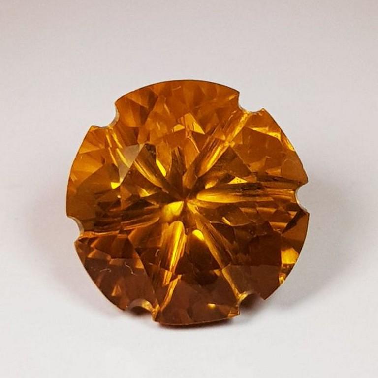 Exclusive Gem Round Flower Cut Natural Citrine 6.35 Ct (1 of 5)