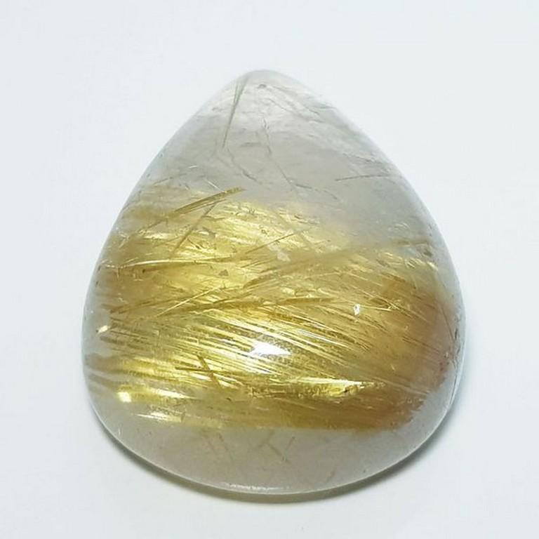 47.66 Ct Exclusive Golden Rutile Quartz Pear Cabochon (1 of 5)