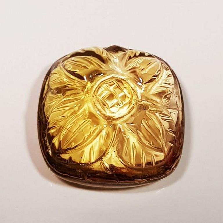 15.98 Ct Natural Citrine Face Flower Design Square (1 of 5)