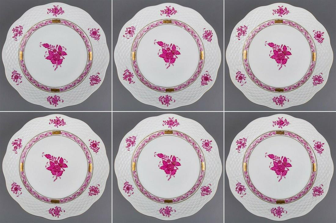 Set of Six Herend Chinese Bouquet Raspberry Dessert (1 of 9)