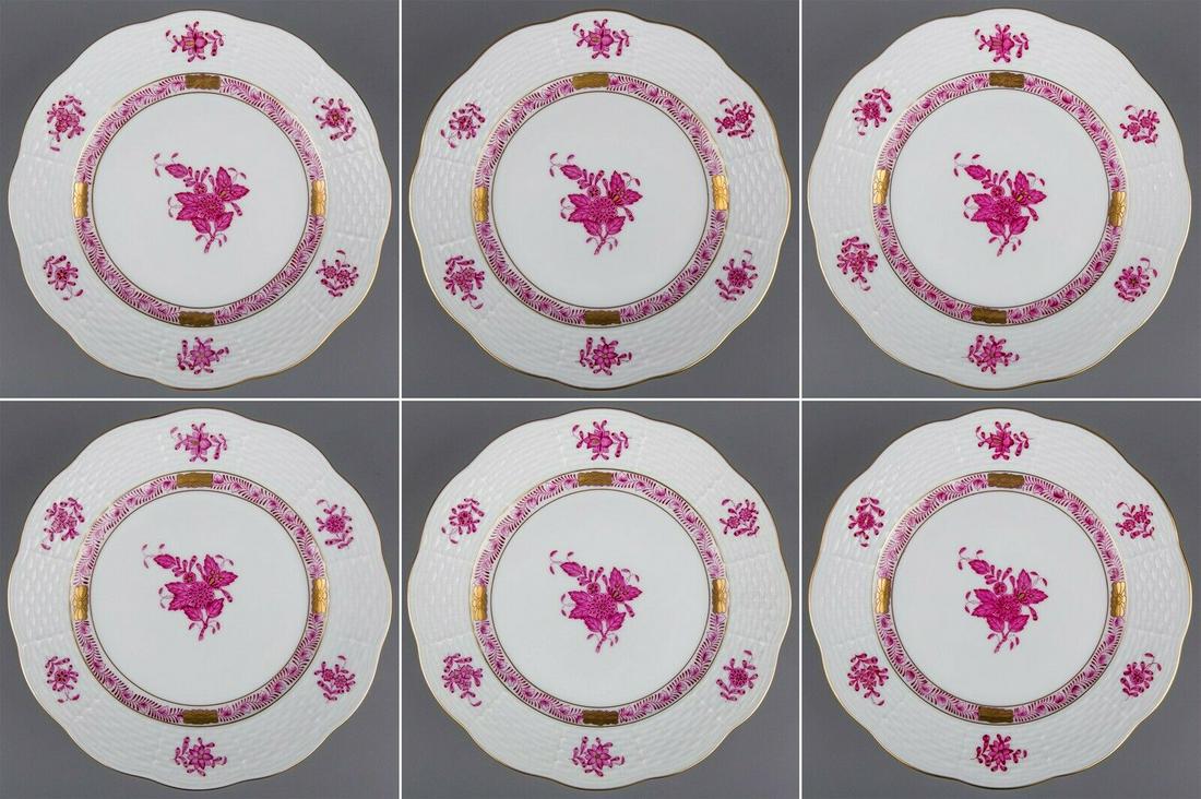 Set of Six Herend Chinese Bouquet Raspberry Dessert (1 of 9)