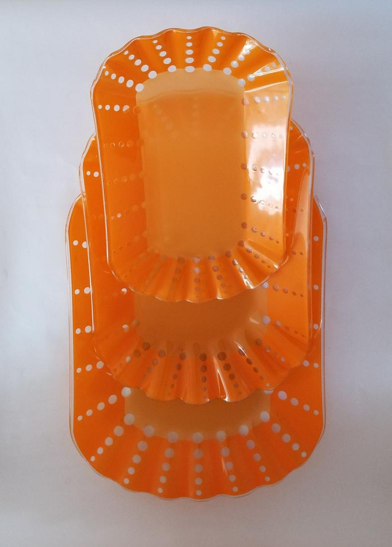 MC Retro Georges Briard Orange Glass Trio Serving Trays (1 of 5)