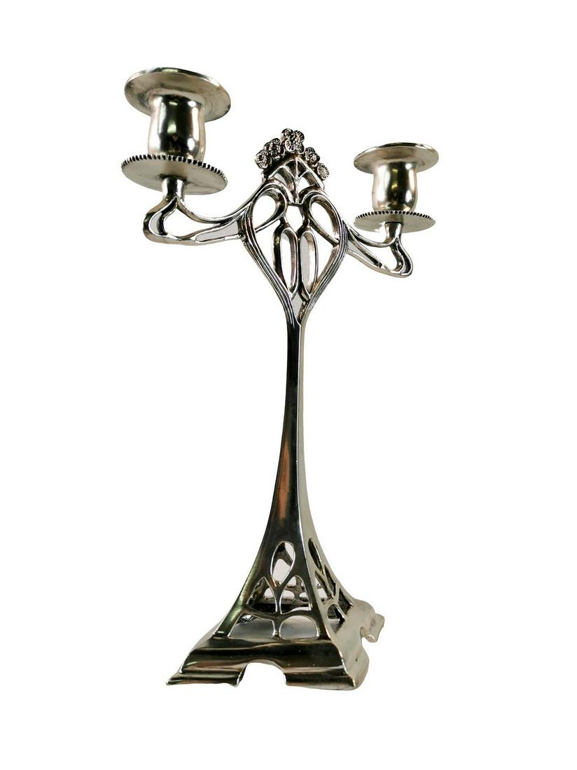 Silverplate Art nouveau candlesticks (1 of 11)