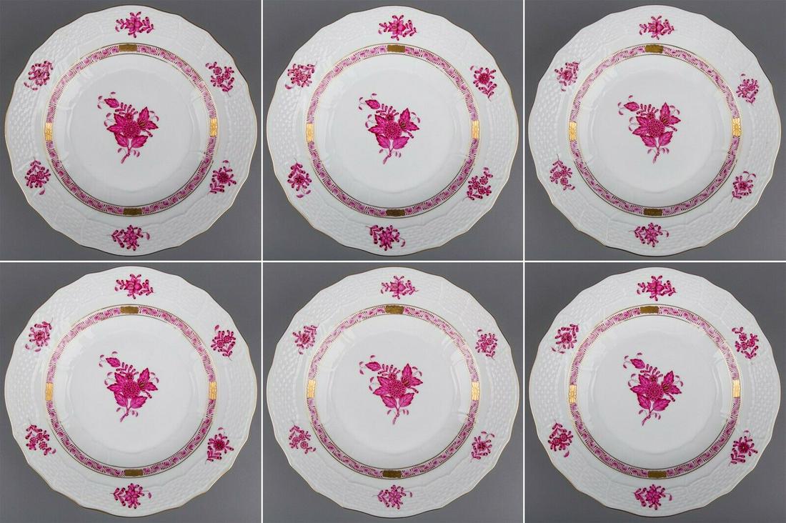 Set of Six Herend Chinese Bouquet Raspberry Appetizer (1 of 9)