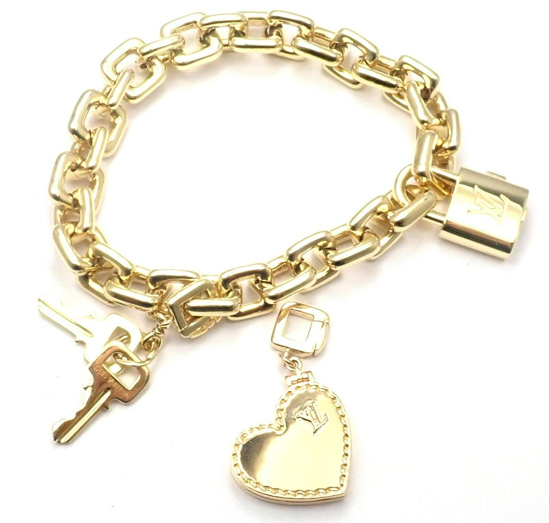 Authentic Louis Vuitton 18k Yellow Gold Padlock Heart (1 of 12)