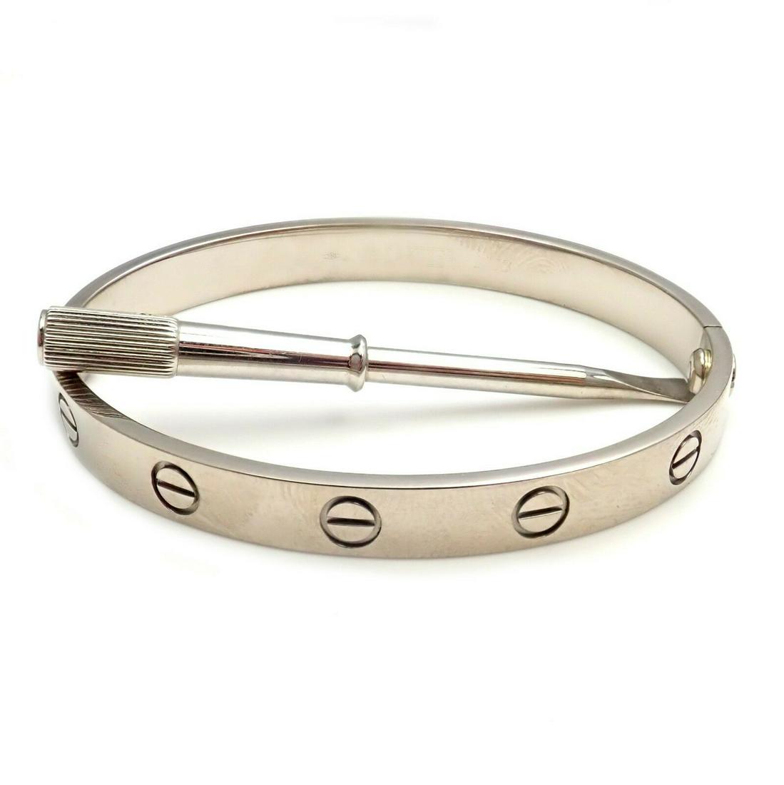 Authentic! Cartier 18k White Gold Love Bangle Bracelet (1 of 5)