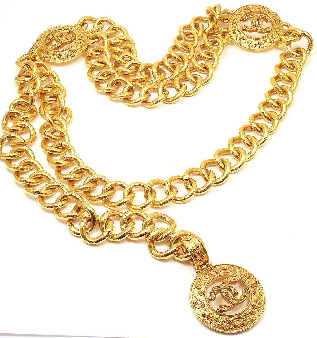 GORGEOUS AUTHENTIC CHANEL EXTRA LARGE CHUNKY GOLD TONE (1 of 6)