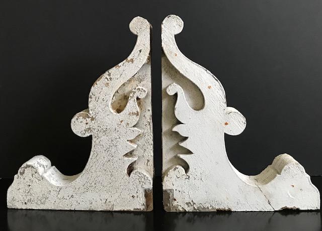 Pair of Late 19th century Corbels: Title: Pair of Late 19th century Corbels Provenance/Additional Info: Nice pair of 19th century architectural corbels in good manageable size: 18” tall by 16” wide. In original old white pain