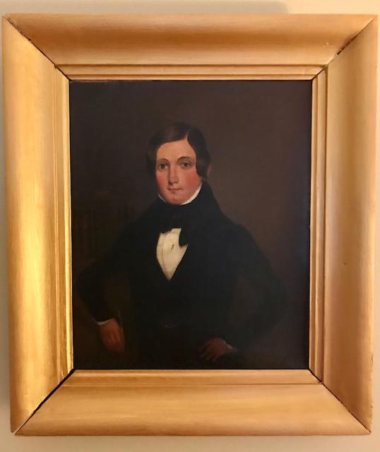 19th Century Portrait of a Young Man: Title: 19th Century Portrait of a Young Man Provenance/Additional Info: Nice painting of a young man dated February 1839 on the back. Artist signed but almost illegible. Sitter is identified as John R