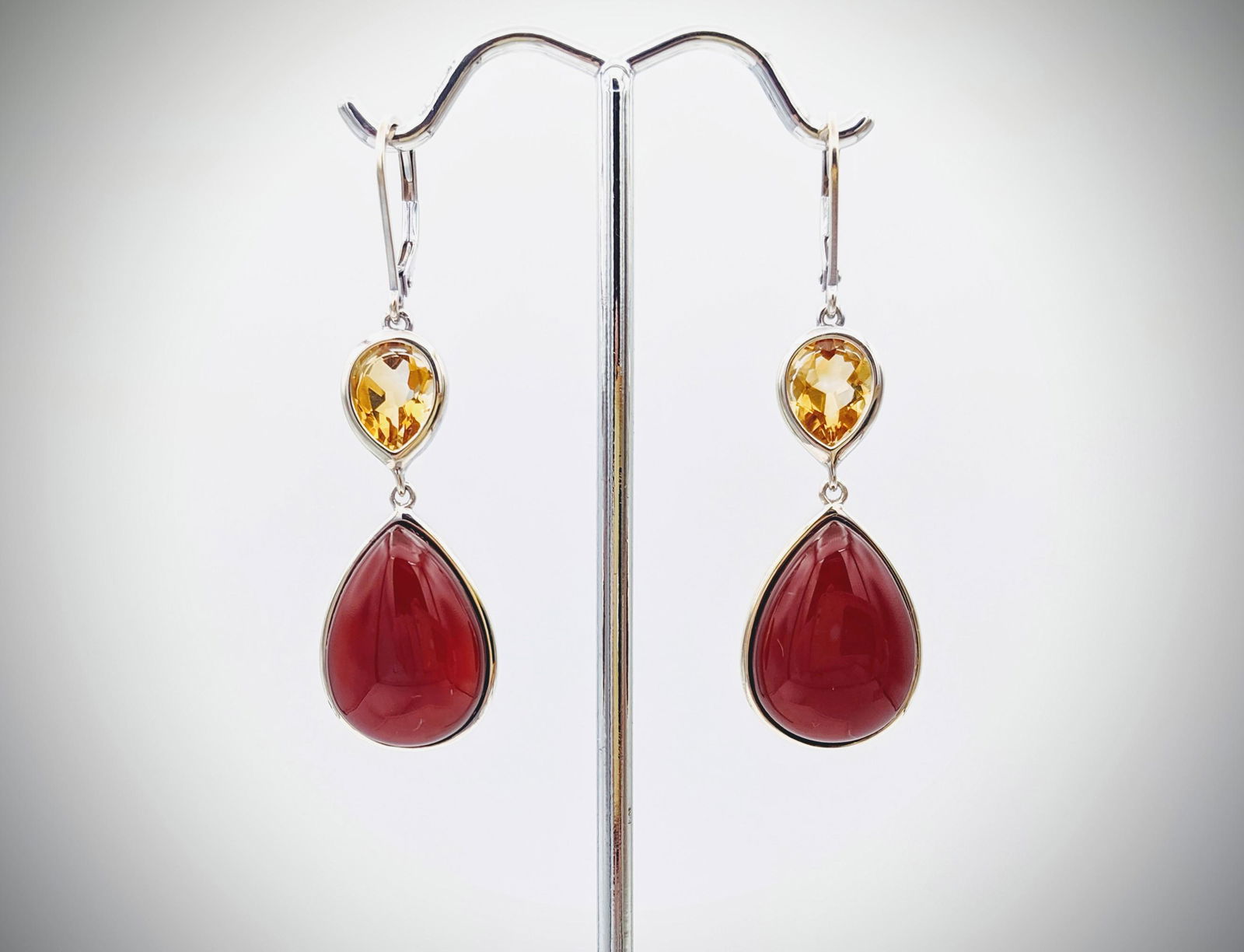 Sterling Silver Double Drop Earrings w Citrine & (1 of 3)