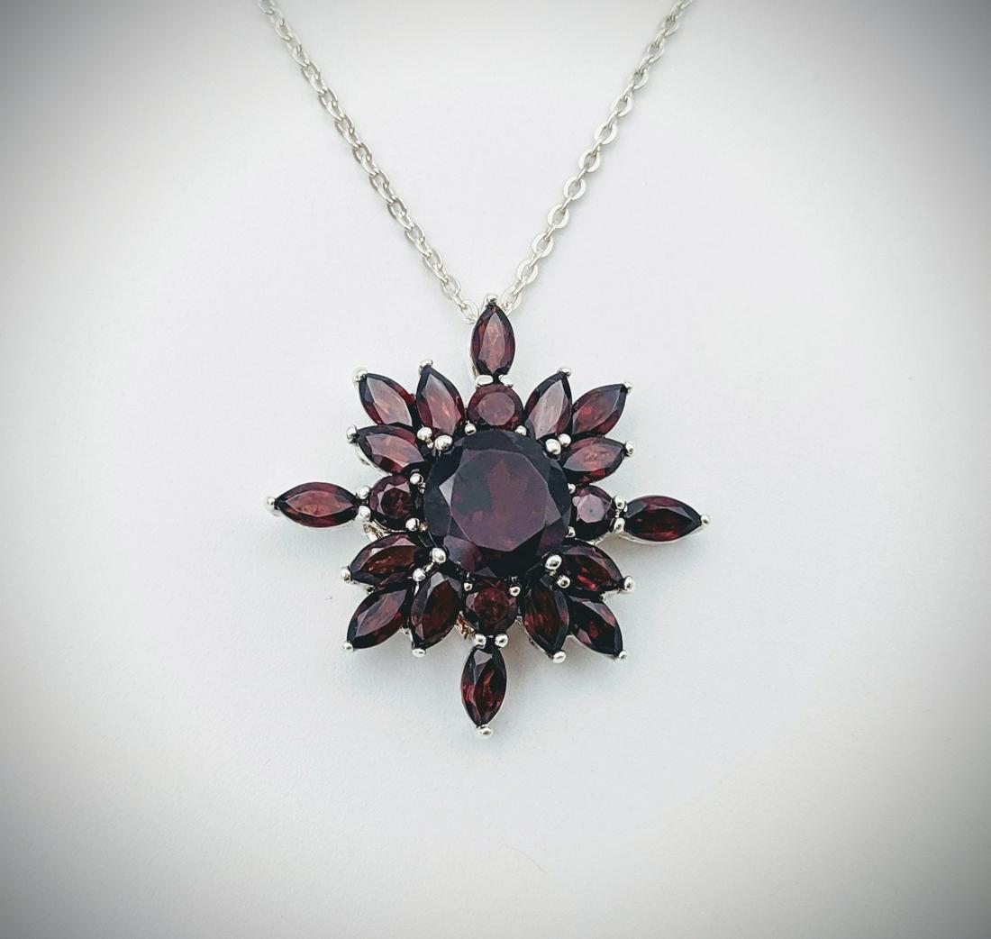 Sterling Silver Necklace w Clustered Pyrope Garnet (1 of 3)