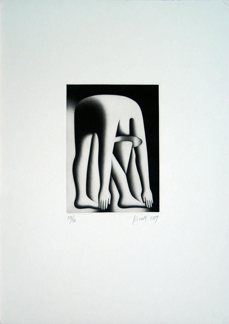 Body By Jake, 1989 - Mark Kostabi: Title: Body By Jake, 1989 Artist: Mark Kostabi Year: 1990 Medium: Etching Dimension: 21 x 15 inches Additional Information: "Body By Jake, 1989" by Mark Kostabi, 1990 Signed Etching. Paper size is 21