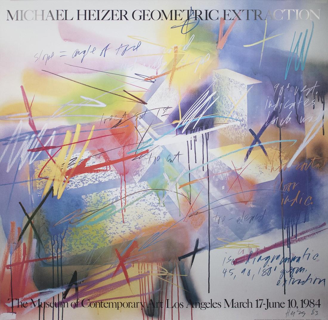 Geometric Extraction - Michael Heizer: Title: Geometric Extraction Artist: Michael Heizer Year: 1984 Medium: Offset Lithograph Dimension: 46 x 46 inches Additional Information: "Geometric Extraction" by Michael Heizer, 1984 Unsigned Offset