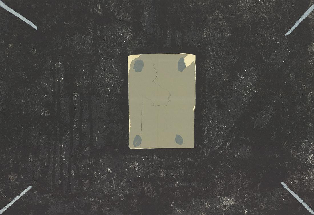 Tilting towards the center - Antoni Tapies: Title: Tilting towards the center Artist: Antoni Tapies Year: 1968 Medium: Lithograph Dimension: 15 x 22 inches Additional Information: "Tilting towards the center" by Antoni Tapies, 1968 Unsigned Lit