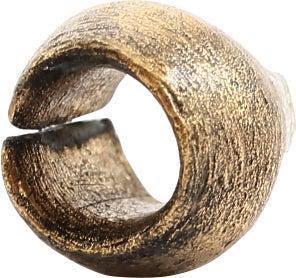 ANCIENT VIKING GILT BRONZE BEAD, 866-1067 AD: Gilt bronze, 6.6m (just over 1/4") length, and 7.3 (28/100") diameter. Large stringing hole with a slight flair or lip at each end. Evidently, hand fabricated with a seam. The 24karat gold surface ren