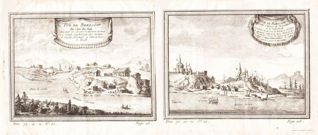 Two 1755 Views of the Siberian Exile Town of Beryozovo (1 of 1)