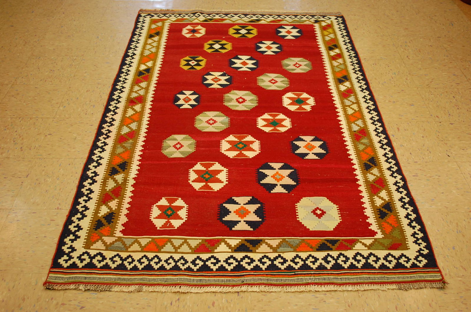 Cir 1940's ANTIQUE DETAILED CAUCASIAN KILIM FLAT WOVEN (1 of 10)