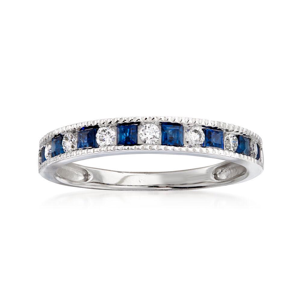 14K White Gold Blue Sapphire & Diamond Ring (1 of 4)