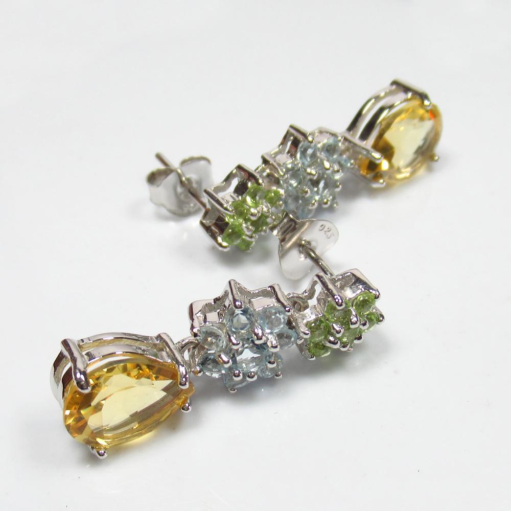 5.18 g 925 Sealed Silver Natural Multi-Stone Earring (1 of 5)