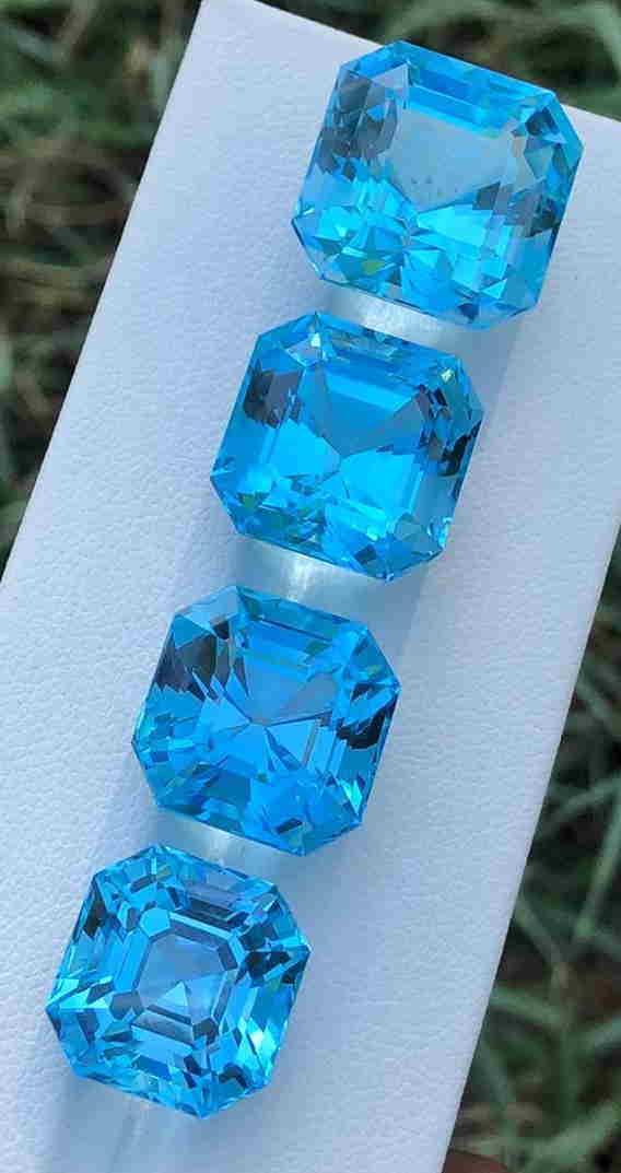 83 Carats Best Blue Assher Cut Topaz 4 Pieces (1 of 4)