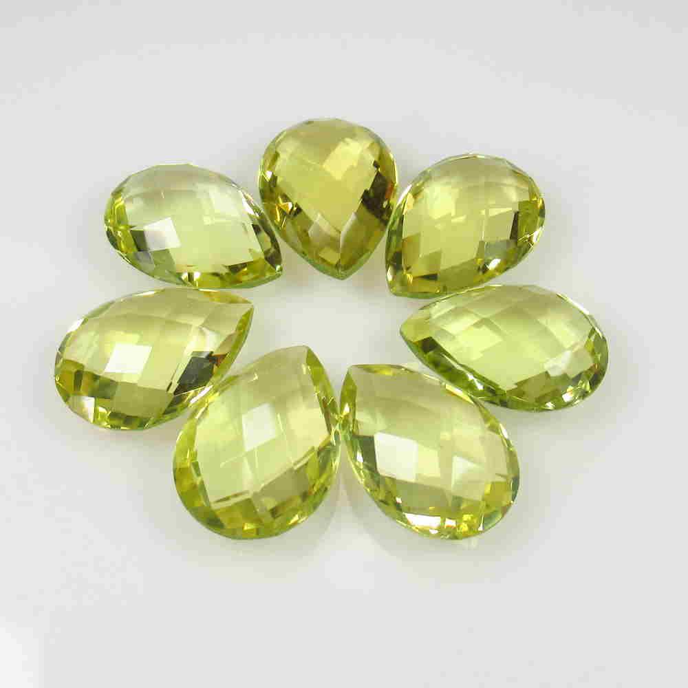 32.10 Cts Natural Matching Lemon Quartz Set: Title: 32.10 Cts Natural Matching Lemon Quartz Set Additional Information: Pear Cut / Clarity - VVS / Treatment - None Origin: Brazil Materials: Gemstones Dimensions: 14.50 x 10.50 x 6.00 mm / 7 Pc's 