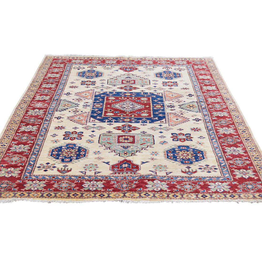 Ivory Super Kazak Pure Wool Hand-Knotted Oriental Rug (1 of 7)