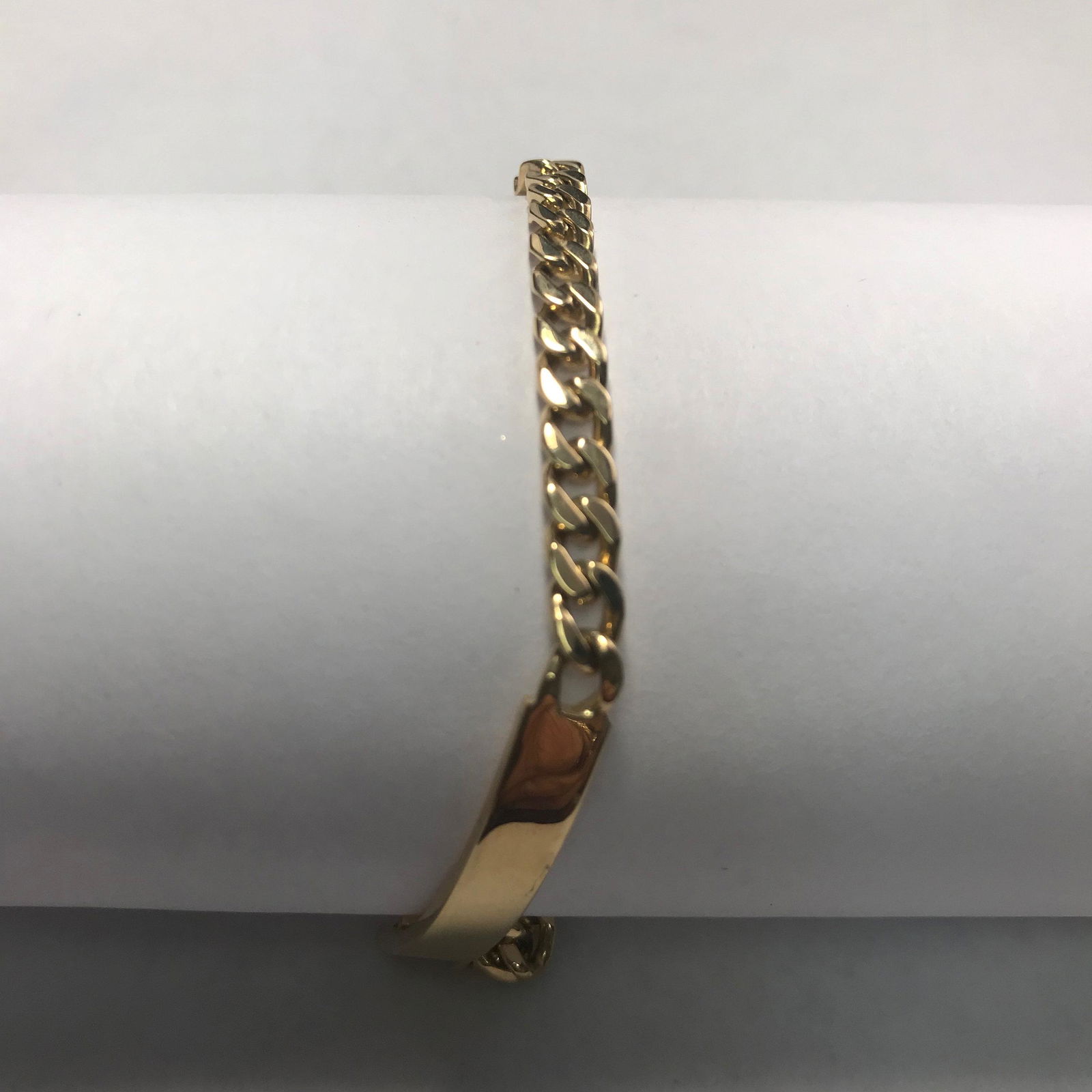 18 K Yellow Gold Curb Link Double ID Bracelet (1 of 5)