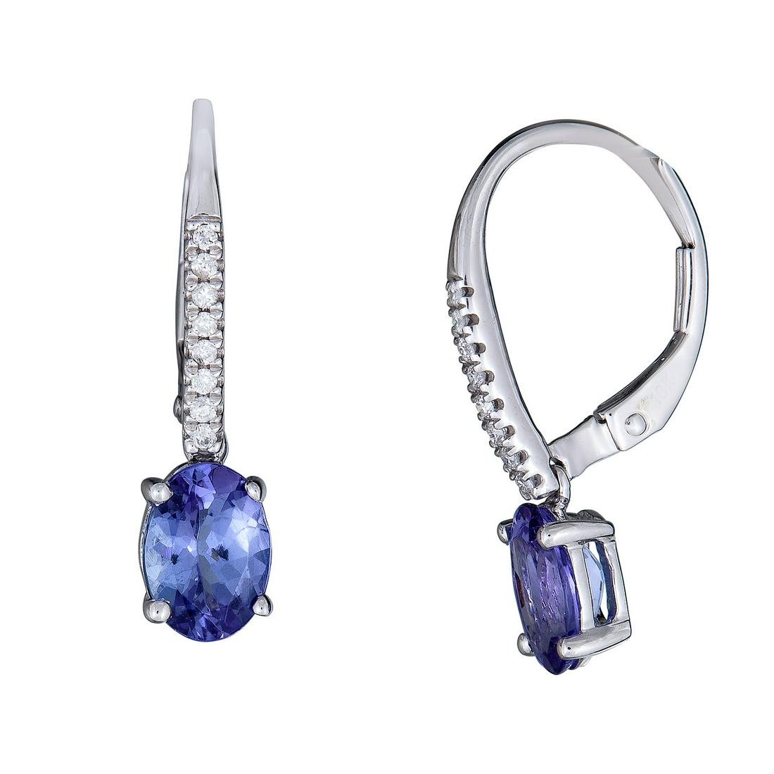 10K White Gold Tanzanite & Diamond Earring (1 of 4)
