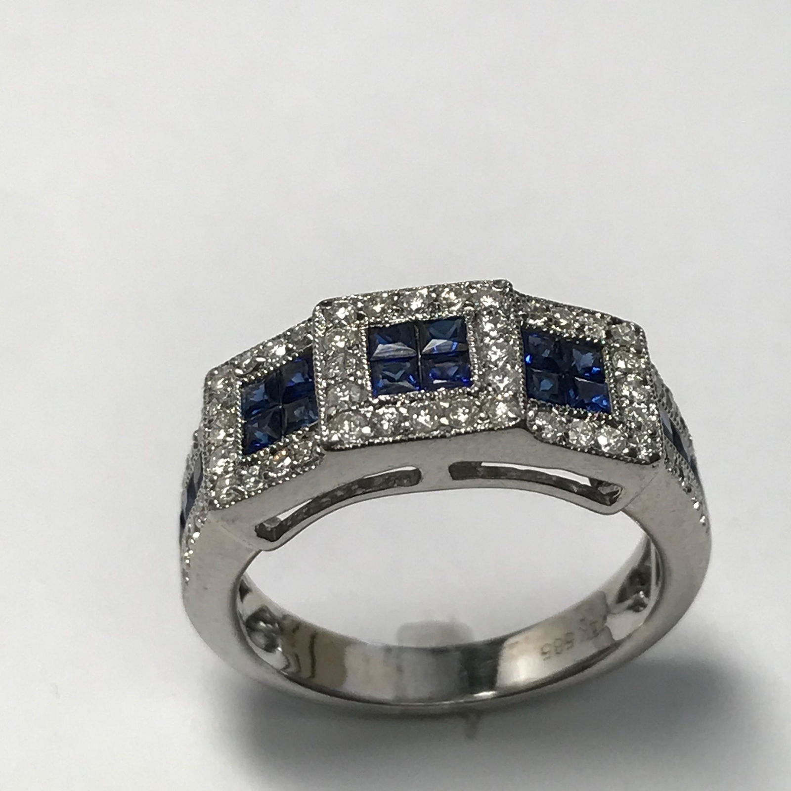 14 K White Gold Sapphire & Diamond Wedding Band (1 of 7)