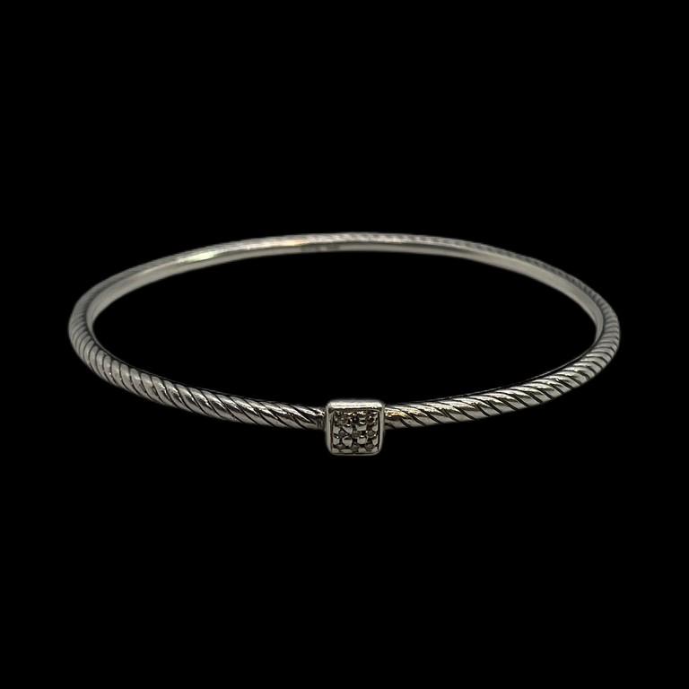 David Yurman diamond silver bracelet (1 of 1)