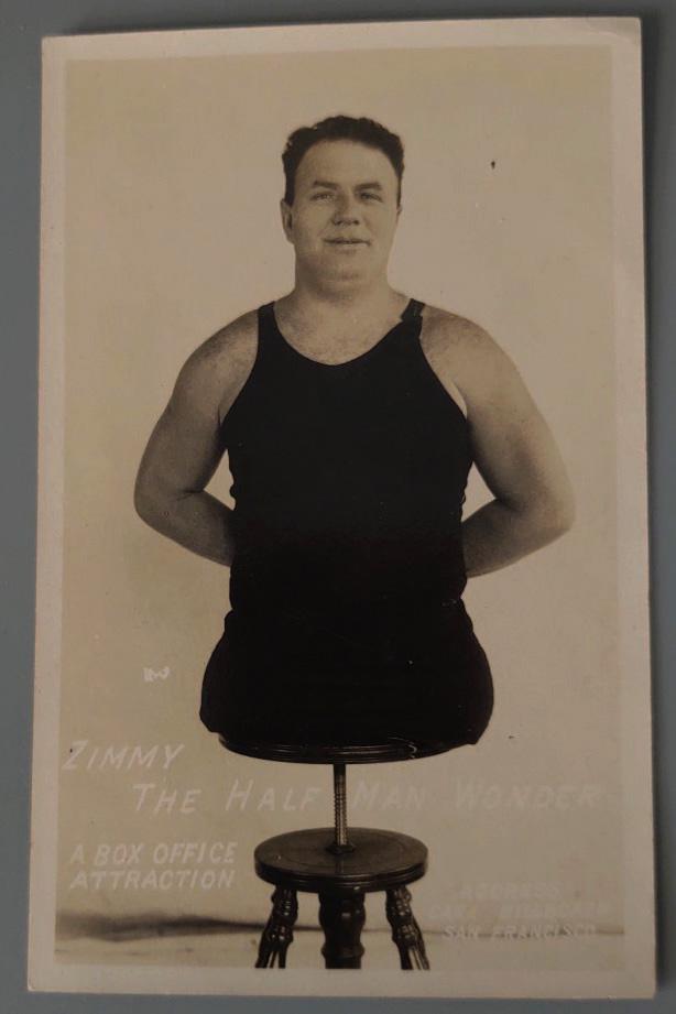 Rare Photo of ZIMMY The Half Man 1920's Attraction (1 of 2)