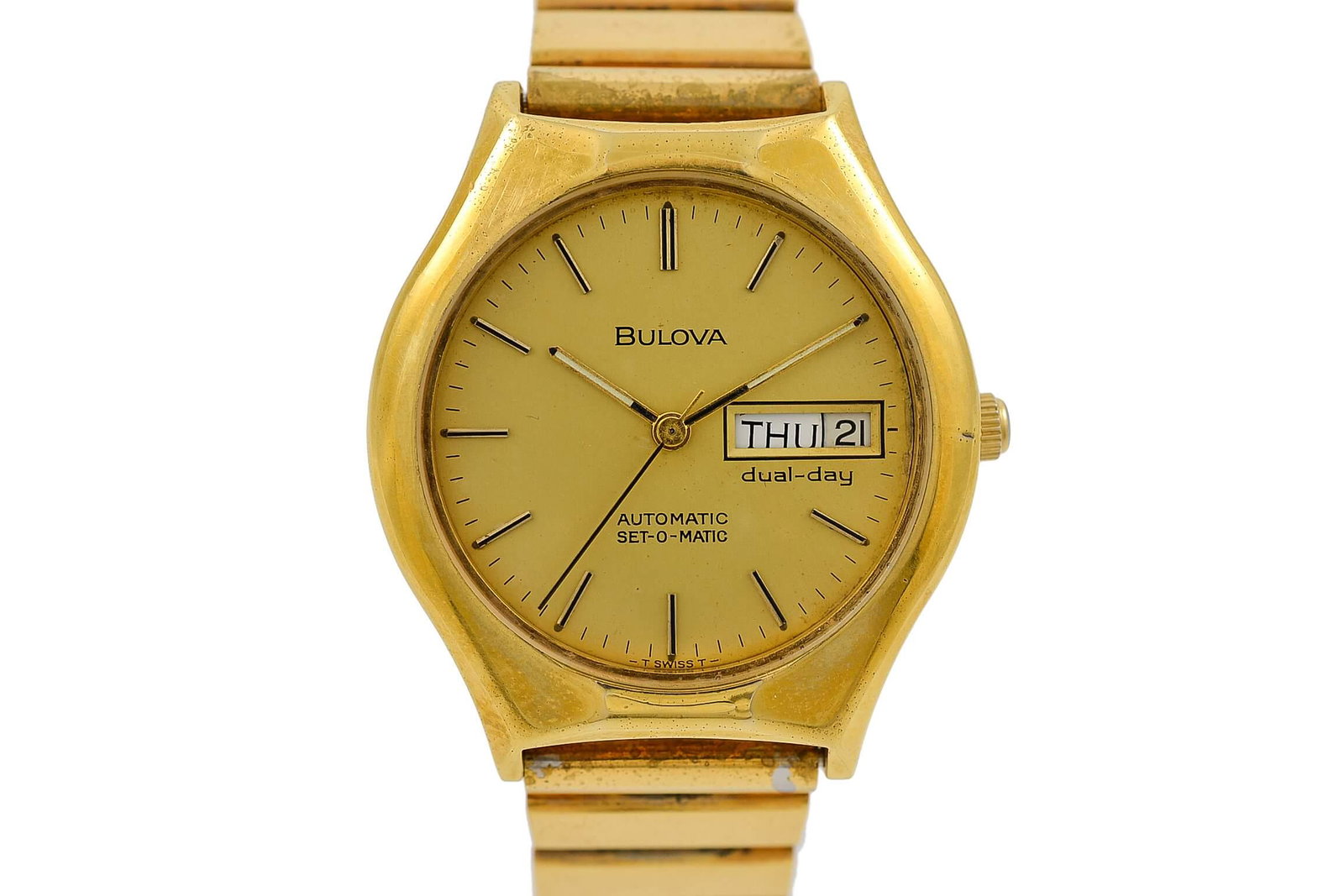Vintage Bulova Dual Day Set-O-Matic Gold Plated Gents