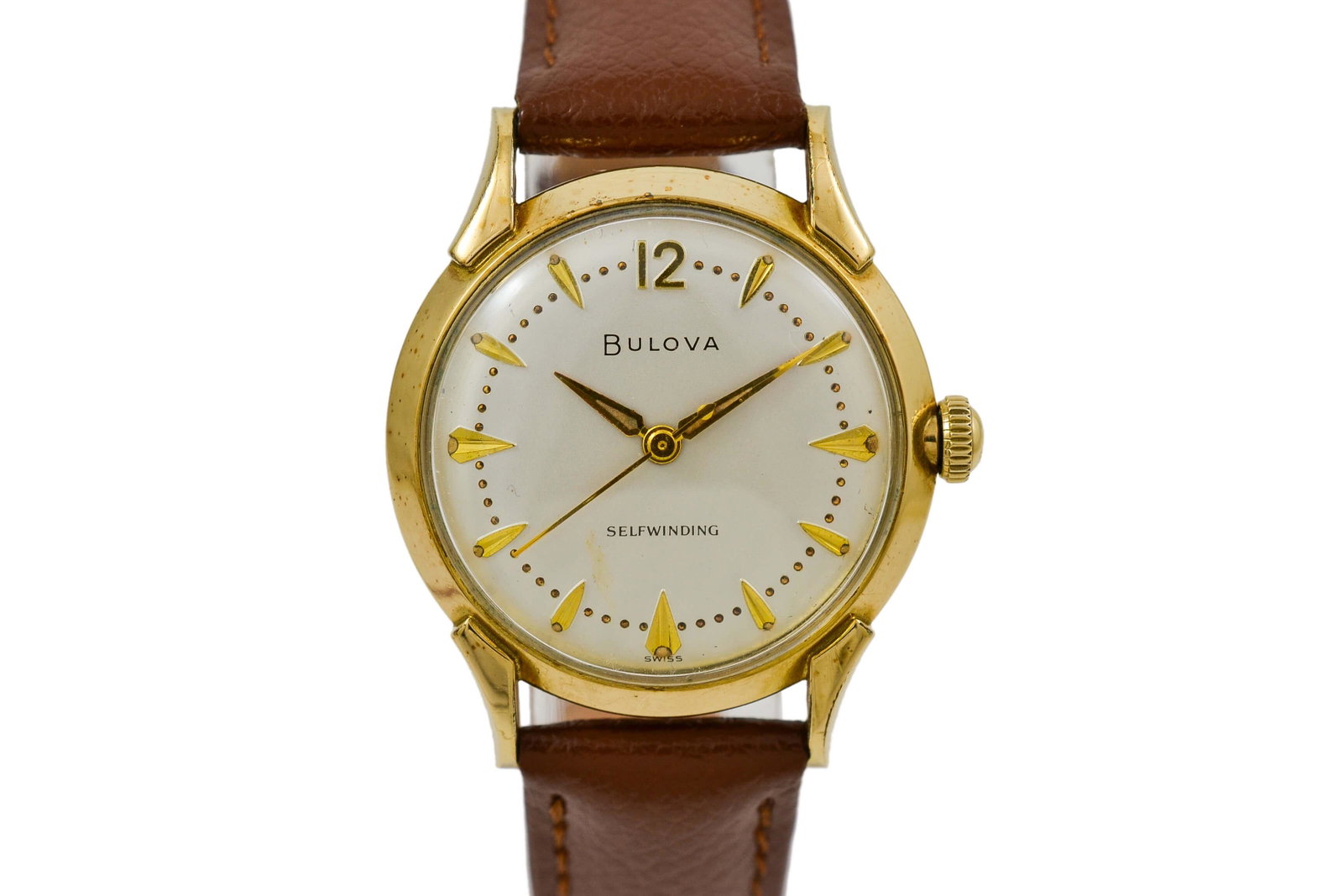 Vintage Bulova Self-Winding Gold Plated Automatic: Title: Vintage Bulova Self-Winding Gold Plated Automatic Midsize Dress Watch Brand: Bulova Date: 1960 Model: SelfWinding Movement: Automatic Functions: Time Case Metal: 10K gold plated Case Size: 30mm