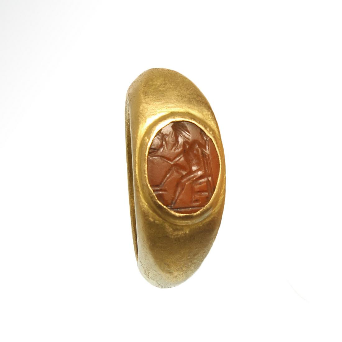 Roman Gold and Cornelian Intaglio Ring with Zeus, c. (1 of 5)
