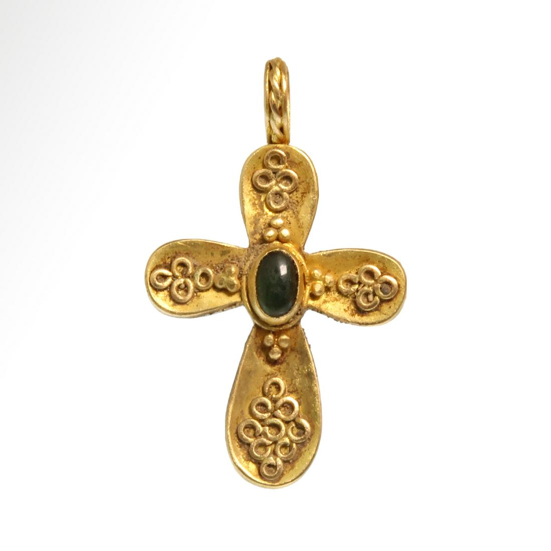 Byzantine Gold Cross with Emerald and Filigree, c. 10th (1 of 6)