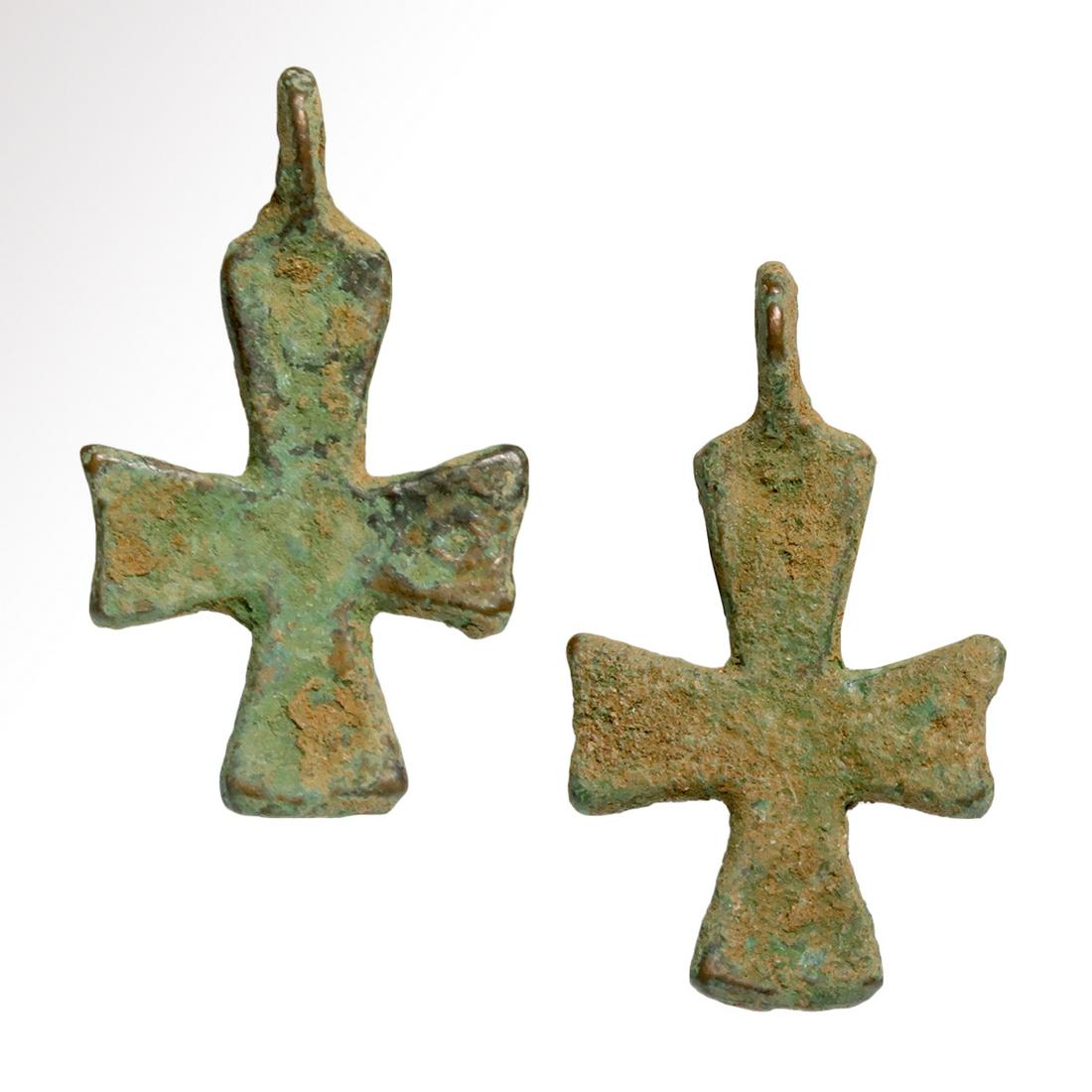 Two Byzantine Bronze Crosses, c. 6th-8th Century A.D. (1 of 6)