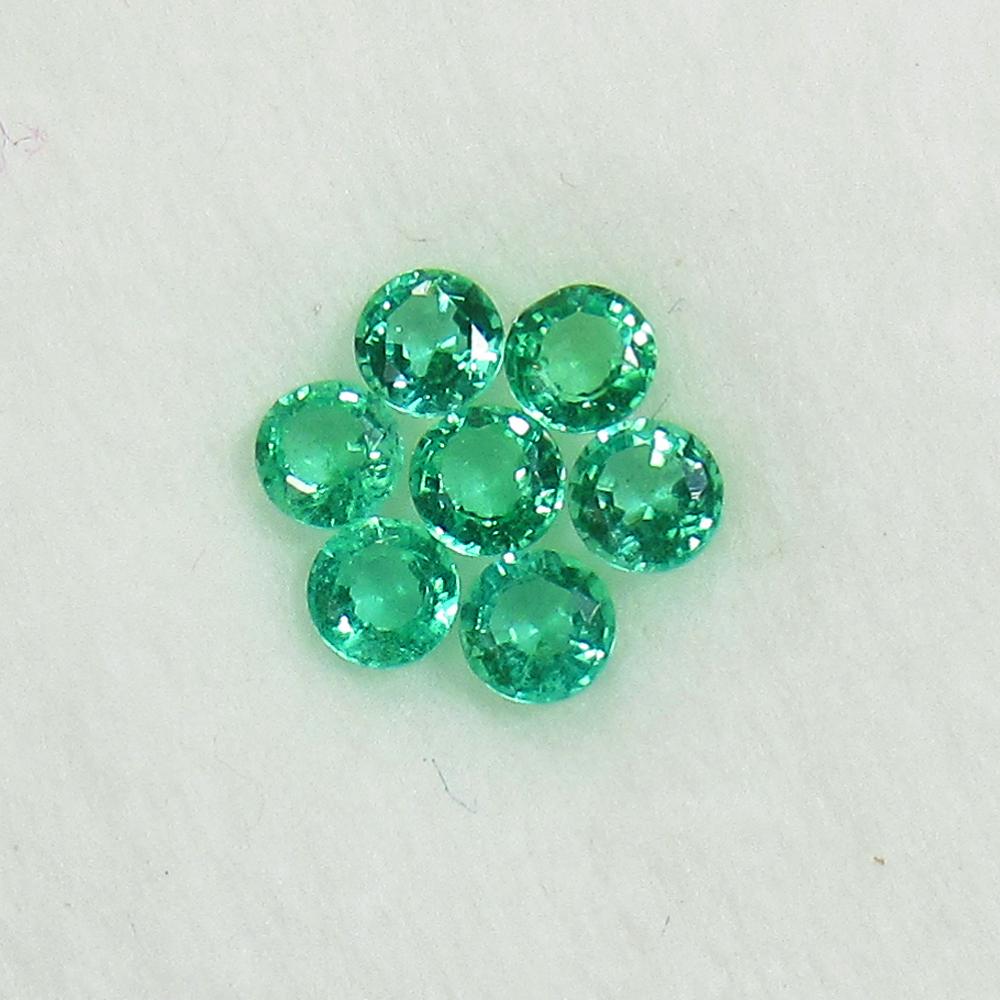 1.11 Ct Natural 7 Colombian Emerald Round Set (1 of 2)