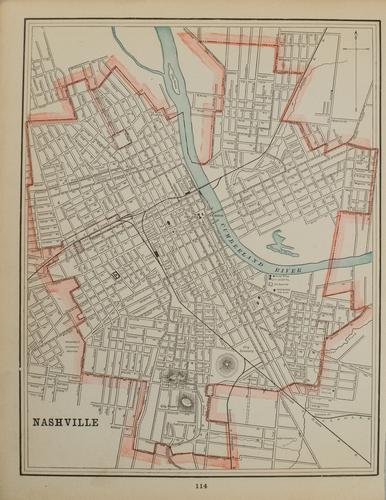 1895 Cram Map of Nashville [verso] Memphis -- Nashville (1 of 2)