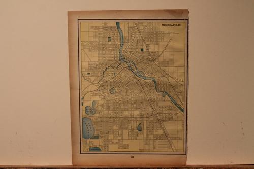 1887 Map of Minneapolis: Author: Cram Title: 1887 Map of Minneapolis Medium: Ink on Paper Dimensions: 11"X14.5" Map of Minneapolis dated 1887. Engraved and published by Watson in Chicago. Part of his World Atlas. Very detaile