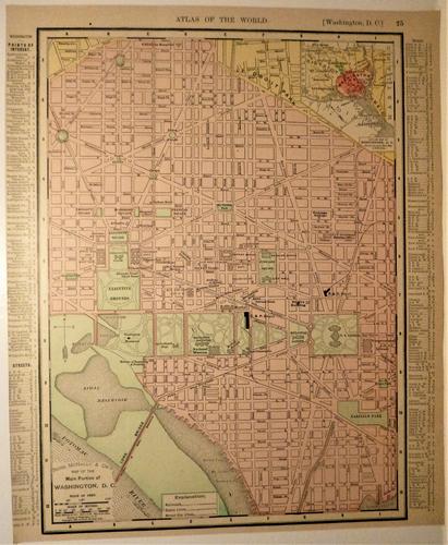 Washington, DC 1900: Title: Washington, DC 1900 Date Printed: 1900 Cartographer: Material/Medium: Paper Size: approx 11x14 inches Additional Information: Rand McNally prepared for The Public Ledger, Philadelphia Reserve: 